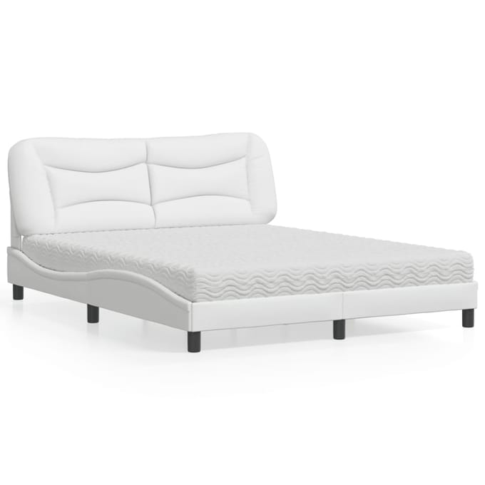 vidaXL - Bed - met - matras - "Hvar" - kunstleer - wit - 160x200 - cm