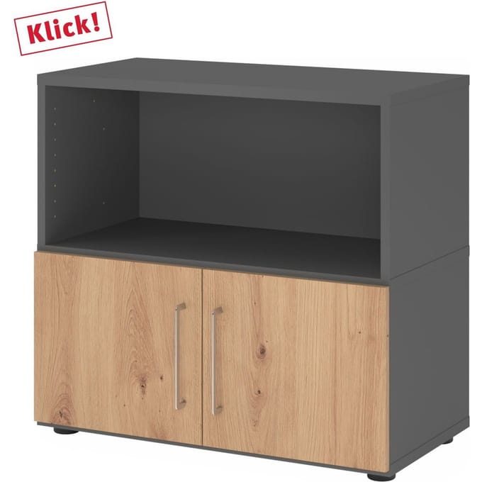 FlexWall | 2 OH | deuren + kast | met verstelbare poten - Grafiet/Essen-Eik