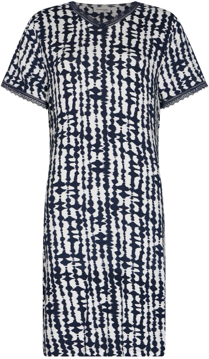 Pastunette Premium - Nachthemd - Indigo Flow - Viscose - Blauw/Wit - Maat 36