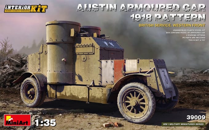 MiniArt Modelbouwpakket Militaire voertuigen - 39009 Austin Armoured Car 1918 Britisch Service Westren Front Plastic - 1:35 - Modelbouw
