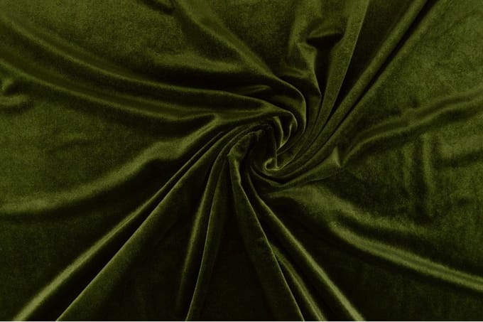 Stretch fluweel - Mosgroen - 1 meter - Per meter - Velvet stof