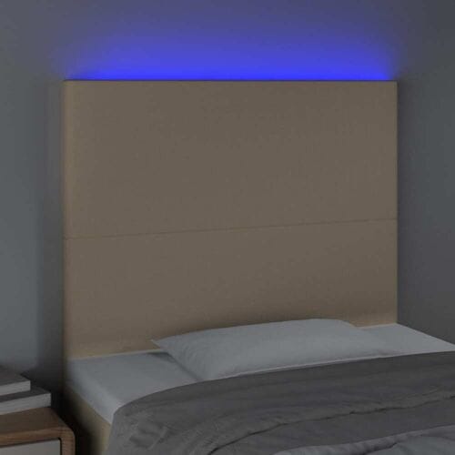vidaXL - Hoofdbord - LED - 80x5x118/128 - cm - stof - crèmekleurig