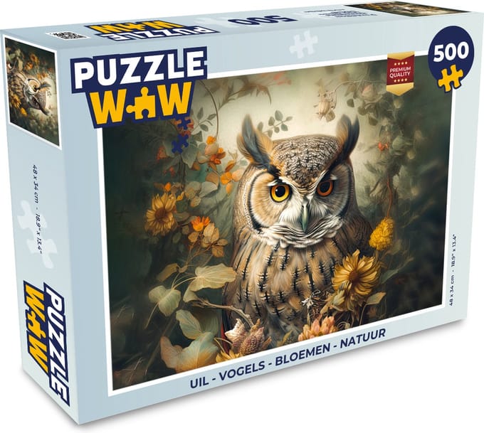 Puzzel Uil - Vogels - Bloemen - Natuur - Legpuzzel - Puzzel 500 stukjes
