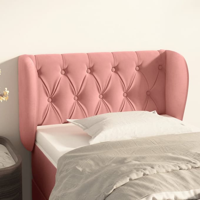 vidaXL - Hoofdbord - met - randen - 83x23x78/88 - cm - fluweel - roze