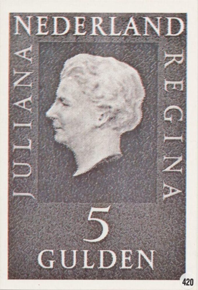 Briefkaart met afbeelding Juliana Regina postzegel