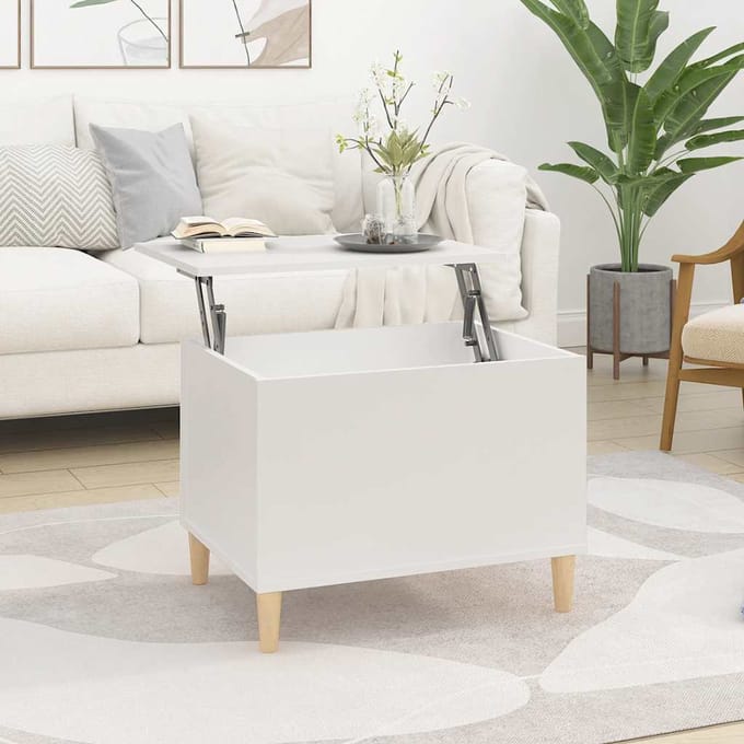 vidaXL - Salontafel - 60x44,5x45 - cm - bewerkt - hout - wit