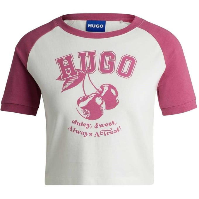 Hugo Dames/Dames Crew Hals T-shirt met Korte Mouwen (Medium Roze)