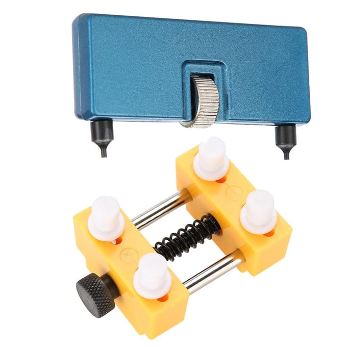Kit d'outils de réparation de montres professionnelles, ouvre-boîtier arrière de montre avec base de fixation blanc