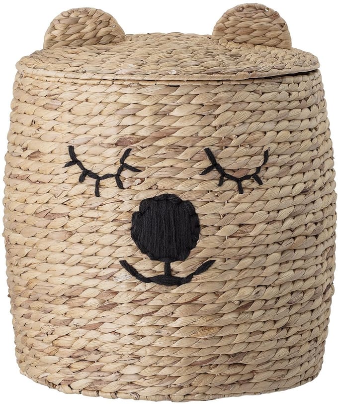 Mand met deksel, naturel, waterhyacint