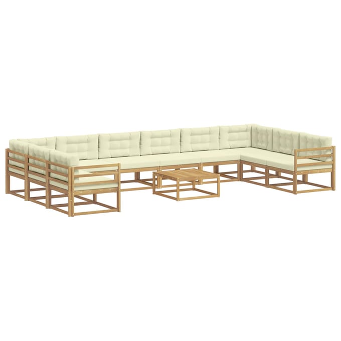 vidaXL - Buiten - bank - set - 11 - st - Wit - en - crèmekleurig
