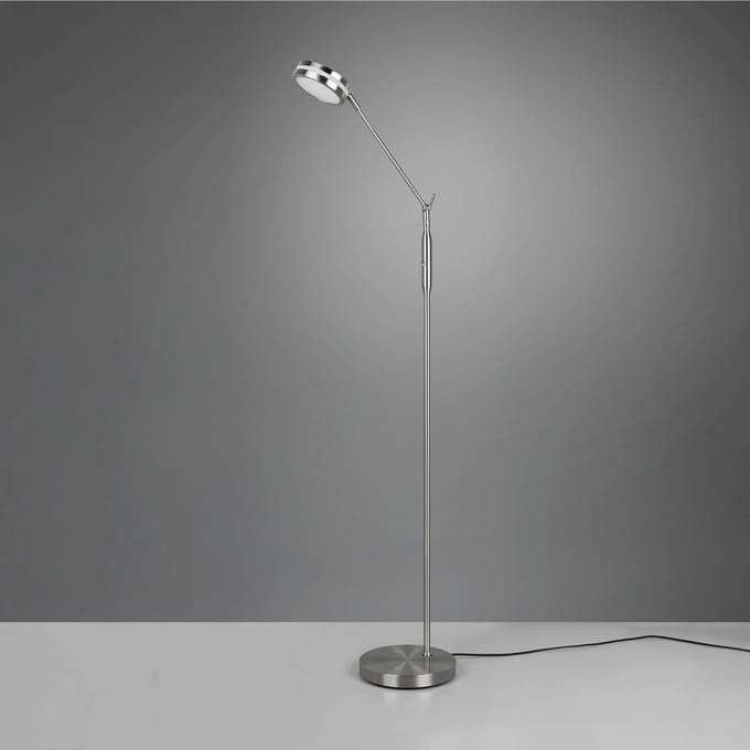 Trio Lighting LED vloerlamp Franklin, sensordimmer, mat nikkel