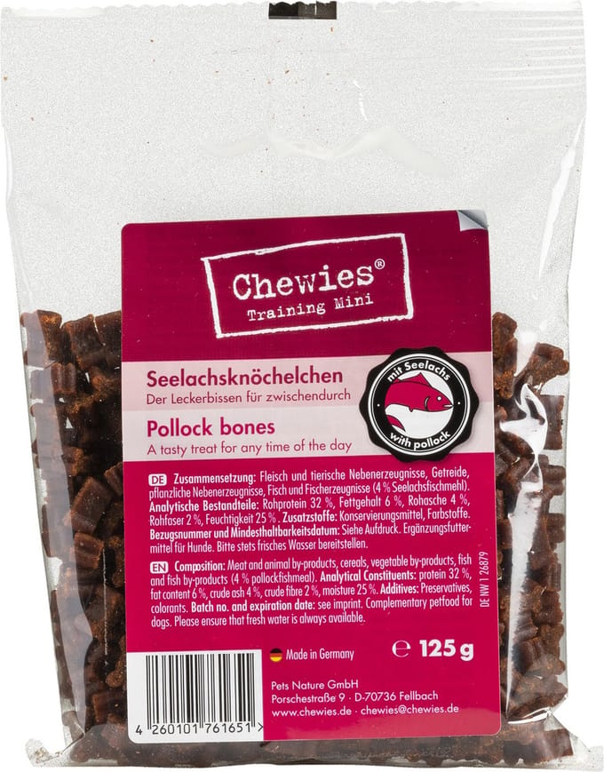 Chewies Goodies Hondensnacks Mini Koolvis - 12 x 125 gr - Voordeelverpakking