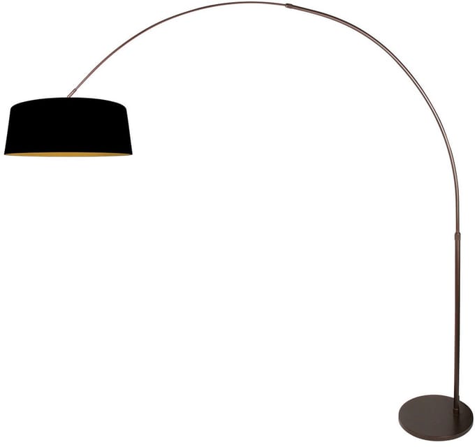 Vloerlamp Luma-Dark 4770CA Zwart Metaal/Textiel Hoogteverstelbaar met Draaikantelbaar E27 Fitting - Steinhauer
