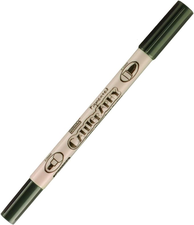 Marvy - Calligraphy Pigmented Twin Marker - Dark Grey