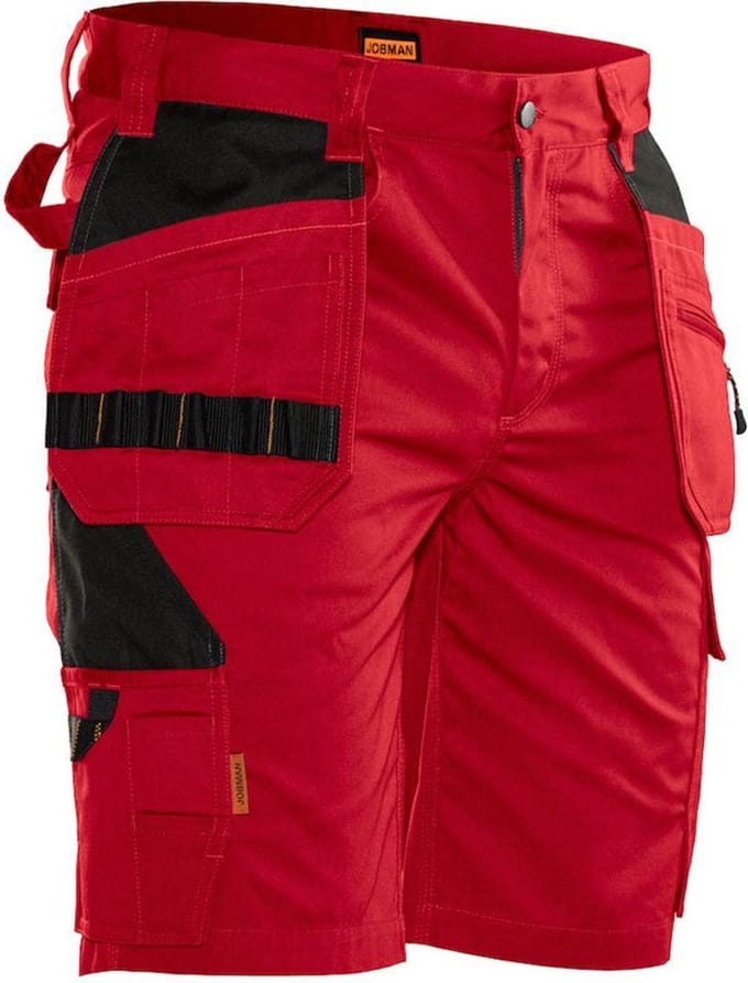 Jobman Practical 2722 Korte Werkbroek Holsterpockets - Mannen - Rood/Zwart - 44