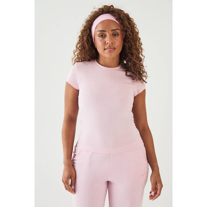 Dames Dsgn Studio Getextureerde Top Met Ronde Hals En Korte Mouwen | Light Pink | Maat: Medium
