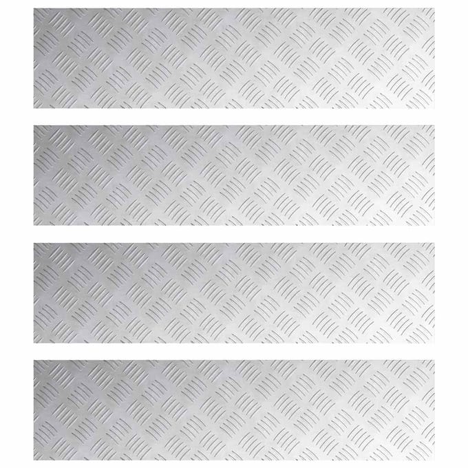 vidaXL Trapmatten 4 st 100 x 25 cm Zilver Aluminium Rechthoekig
