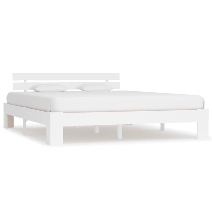 vidaXL - Bedframe - met - hoofdbord - massief - grenenhout - wit - 160x200 - cm