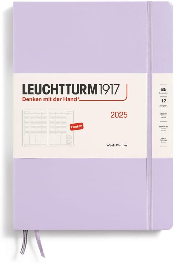 Weekplanner 2025 B6+ hardcover - 12 maanden kalender in gelinieerd ontwerp