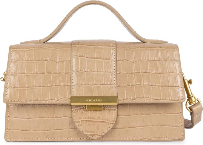 Schoudertas Ily - Handtas Dames - Dagelijks Gebruik - Croco Textuur - 24 x 7 x 13 cm - Blauw
