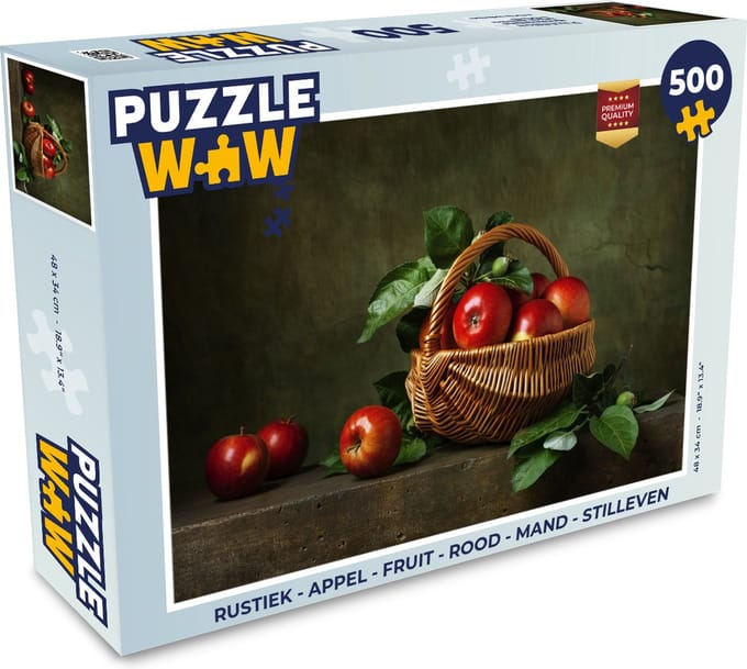 Puzzel Rustiek - Appel - Fruit - Rood - Mand - Stilleven - Legpuzzel - Puzzel 500 stukjes