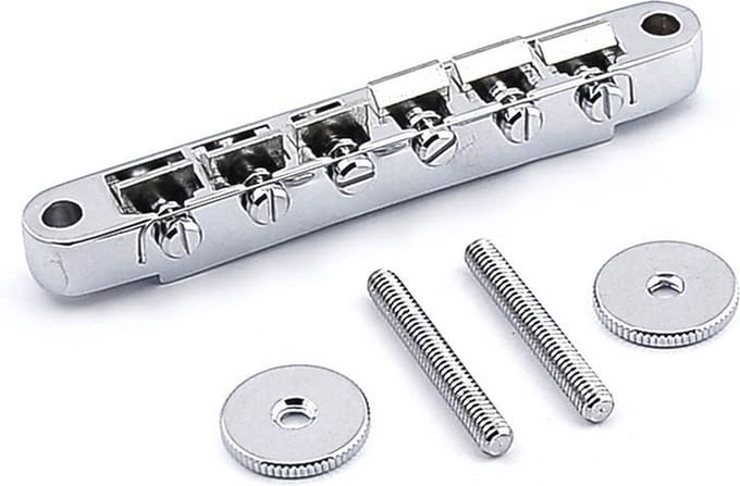 Brug voor e-gitaar, tune'o matic, chroom, stud spacing 73,5mm, stud diam 4mm, chroom