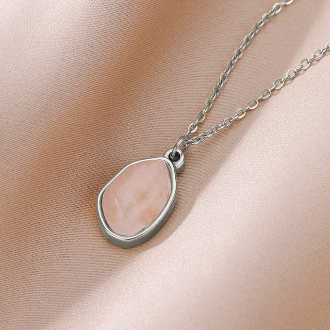 Ketting 'Rozenkwarts' Liefde | Stainless Steel Zilver