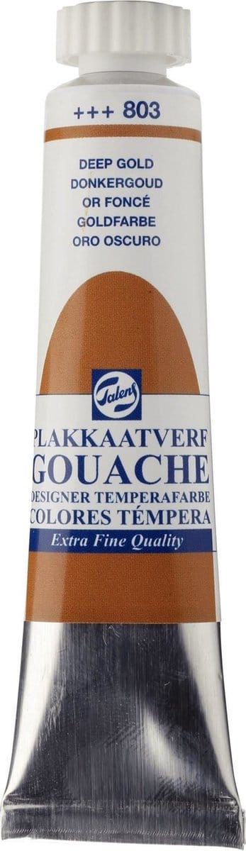 Plakkaatverf - 803 Donkergoud - Gouache extra fine - Talens - 20 ml