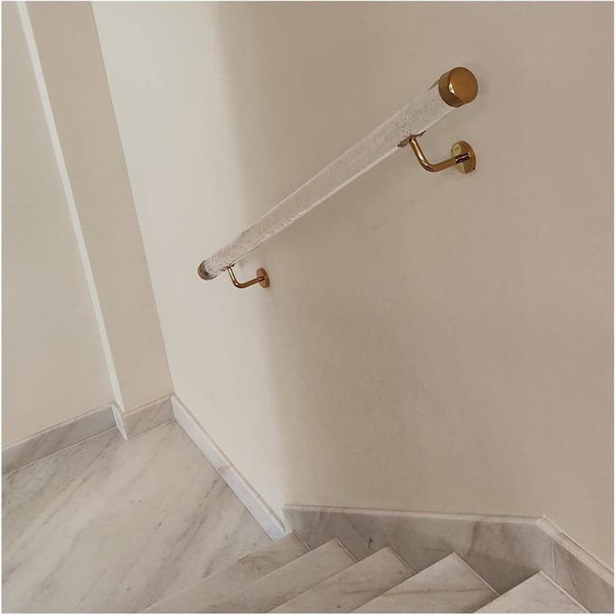 Acryl Trapleuning - Wandleuning Set - Veilig Trap Lopen - Massief Kristal Acryl - 1.5 Meter - Transparant