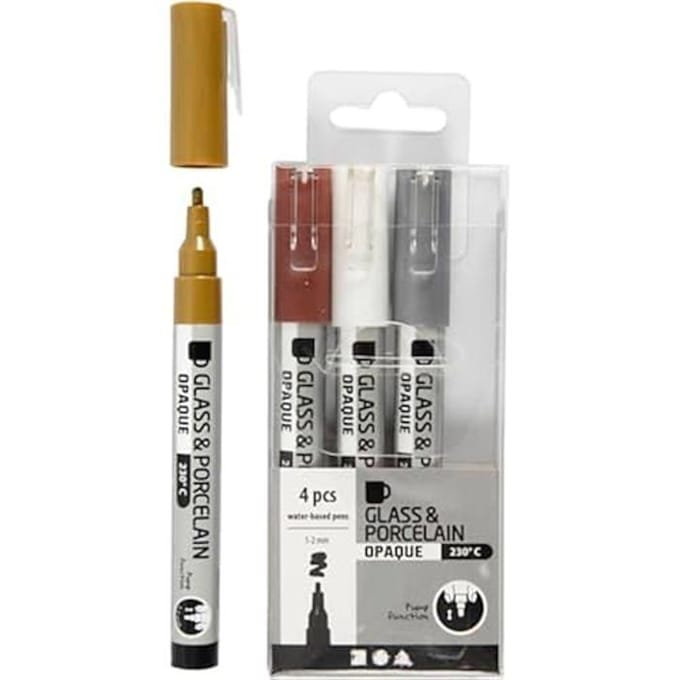CC Glas- en Porseleinstift Dekkend Set Metallic 4 stuks