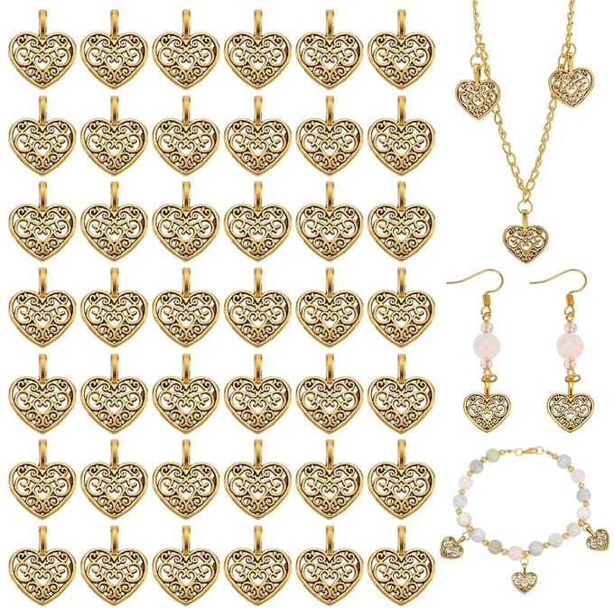 Dailygoods - 100 Stuks Holle Hartbedels voor Sieraden
