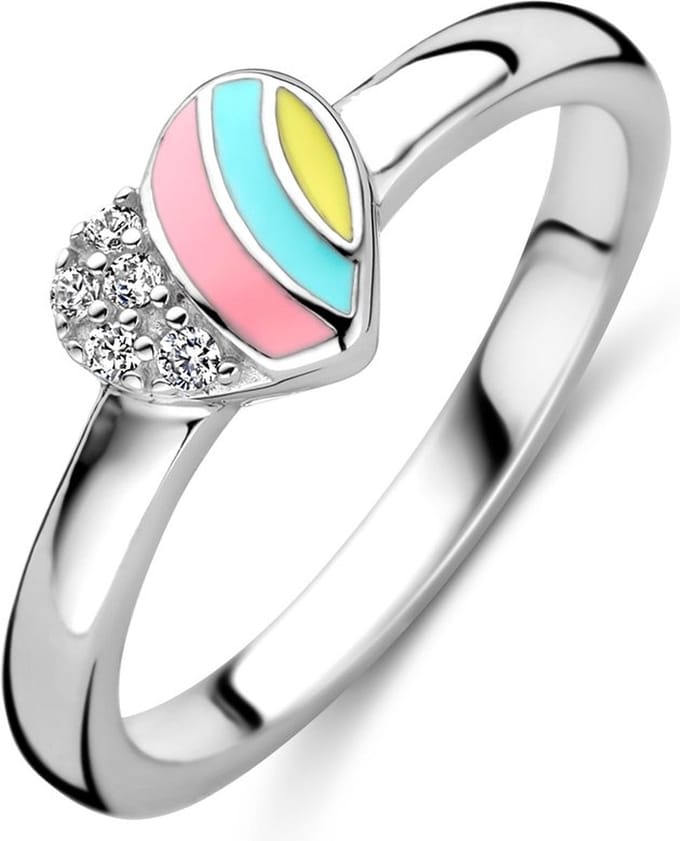 Gerhodineerd Zilver Ring Hart Met Zirkonia 1337758