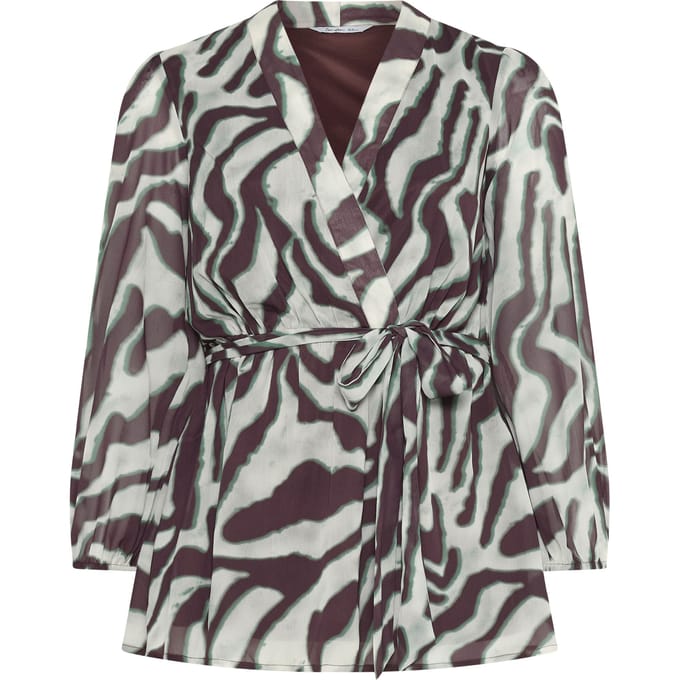 Yours London Grijze Wikkeltop Met Zebraprint Size 40