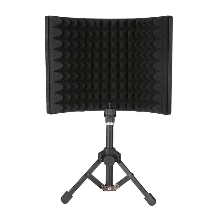 Écran d'isolation de microphone avec éponge absorbante haute densité, mini pare-brise pliable à 3 panneaux noir