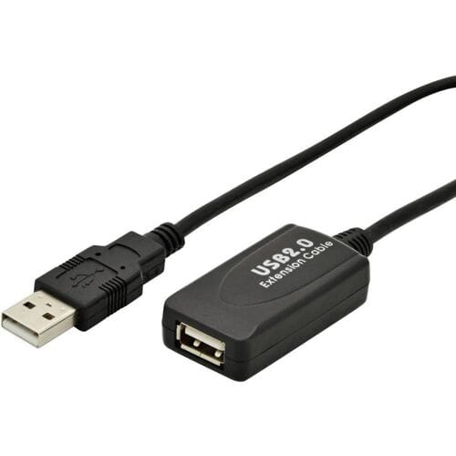 Digitus USB-kabel USB 2.0 5.00 m Actief met signaalversterking USB-A stekker, USB-A bus Zwart DA-70130-4