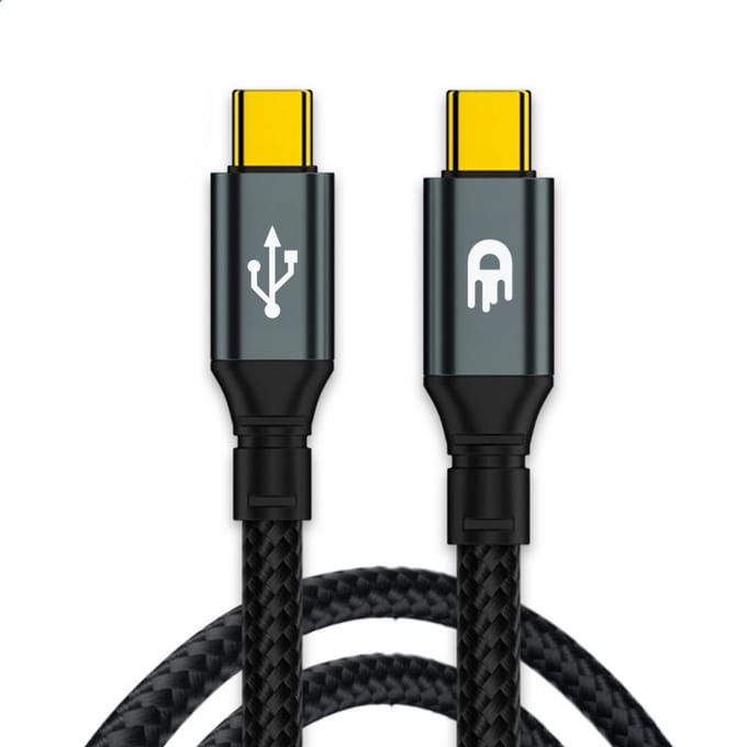 Drivv USB C naar USB C Kabel 3.2 - 100W Snellader - 4K 60Hz - 20Gbps - 2 Meter - Nylon - Grijs
