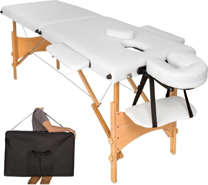 Dreamble - Mobiele Massagetafel - 2 zones - 5cm - Wit + Draagtas