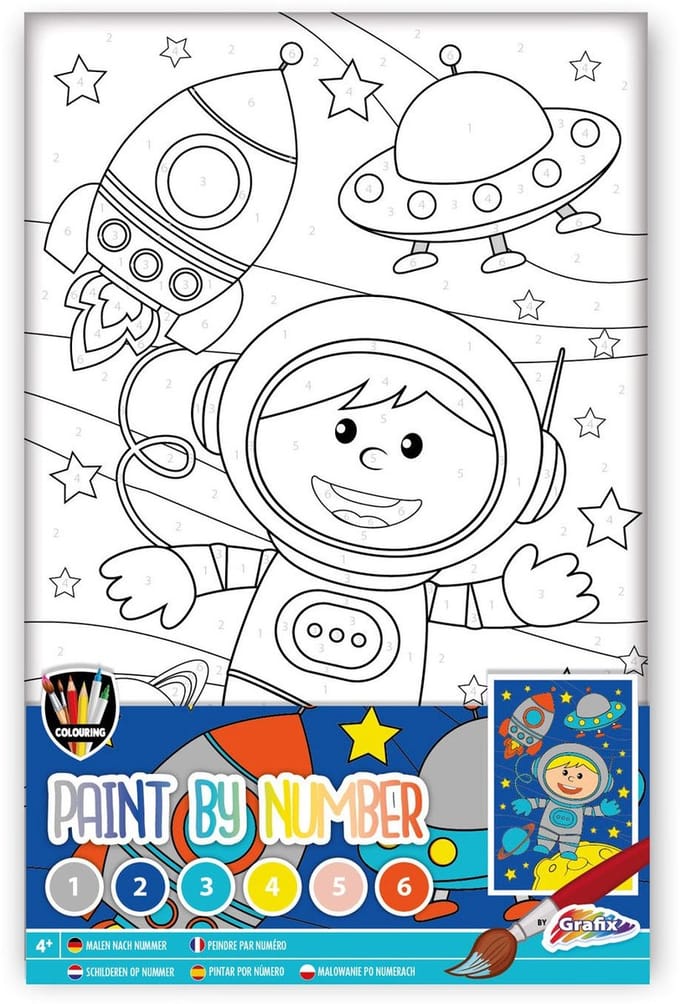 Grafix schilderen op nummer ruimtevaart schilderij astronaut kind.