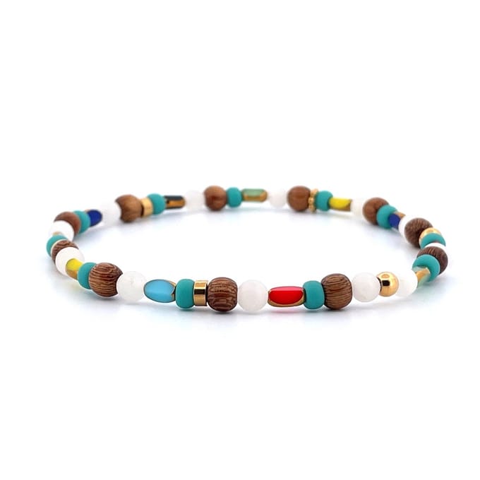 IbizaMen - heren armband - hout mix - goud - 4mm - 21cm