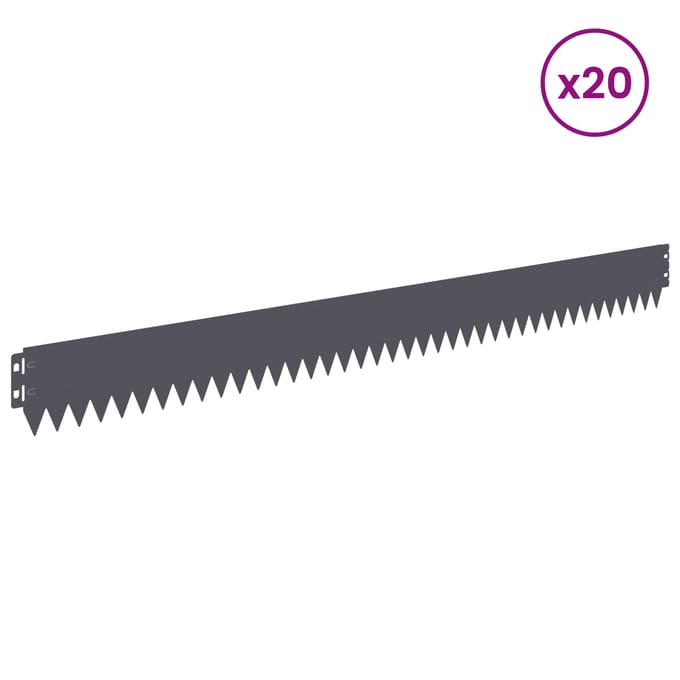 vidaXL - Gazonrand - 20 - st - 103 - x - 10 - cm - Staal - Antraciet