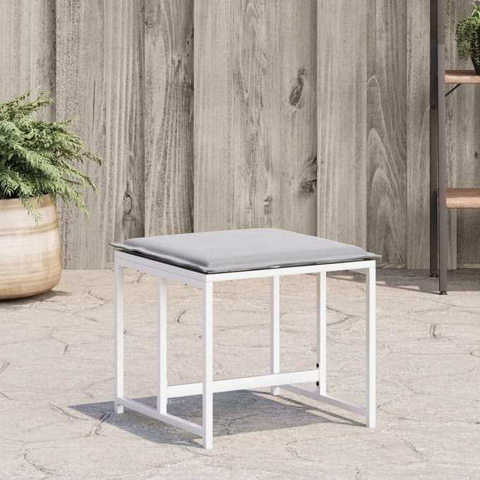 vidaXL - Tuinkrukken - 4 - st - met - kussens - staal - en - textileen - wit
