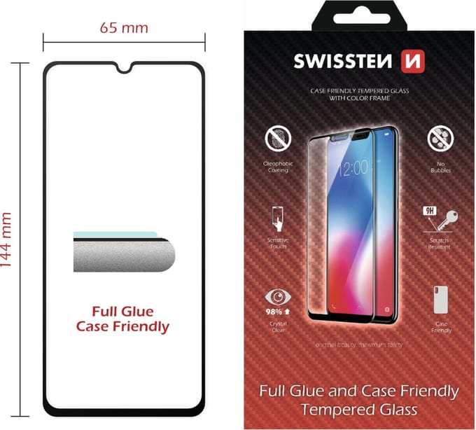 Swissten iPhone 16 Pro Max Tempered Glass - 54501868 - Full Glue - Black