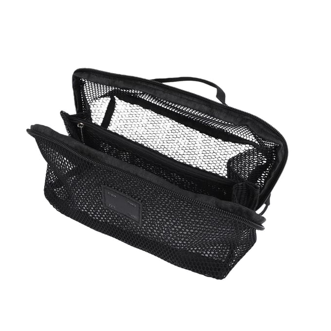 Mesh Make-uptas Grote Capaciteit Plat Open Toilettas Reizen Organiseren Pouch voor Vrouwen