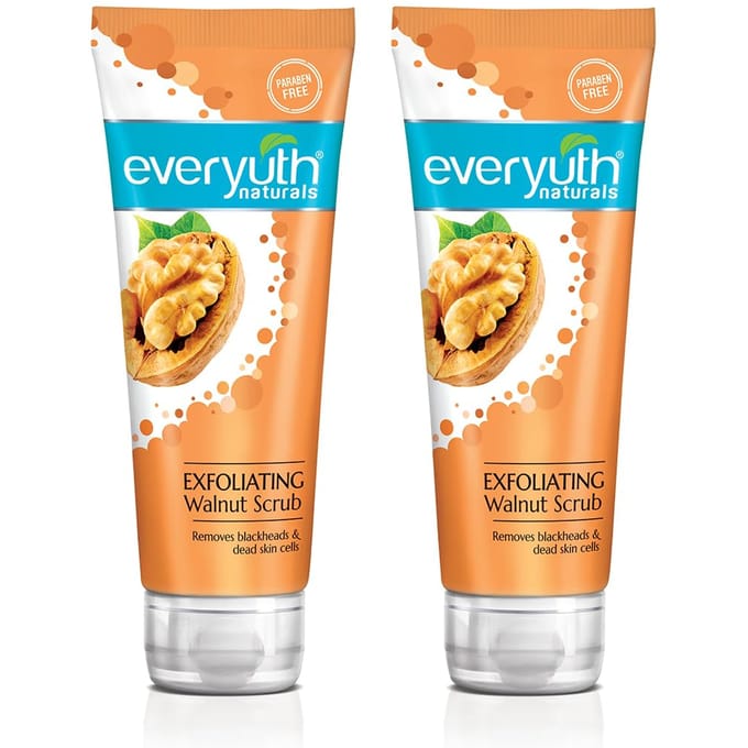 Everyuth Naturals Exfoliërende Walnootscrub Zachte Gezichtsscrub Pak van 2 100G Voor Verwijdering van Mee-eters & Een Gladde Huid blue