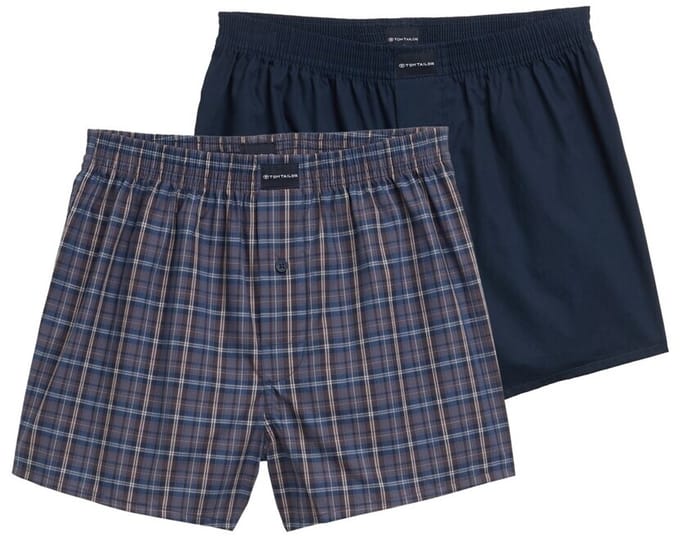 Tom Tailor - Korte boxershorts in een 2-pack - Maat S/4 - braun-mittel-Karo