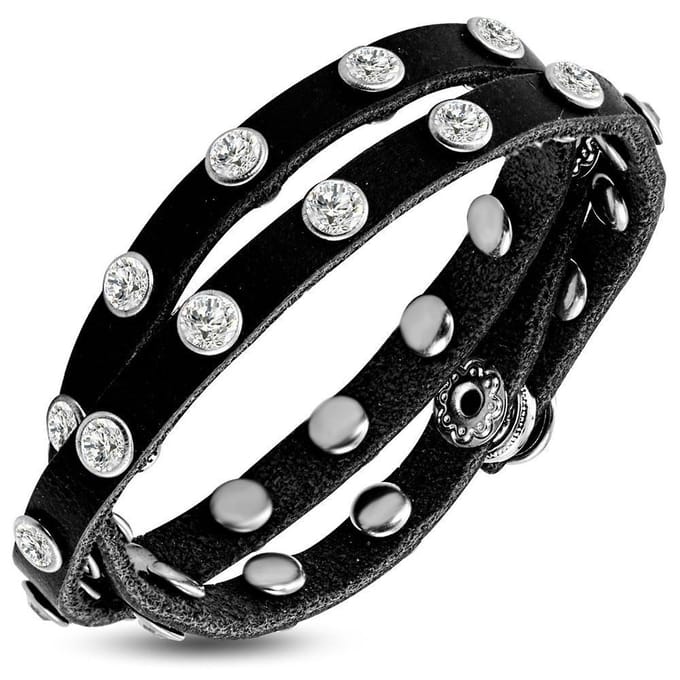 Amanto Armband Do Black - Leer - Wikkel - 10mm - 20cm