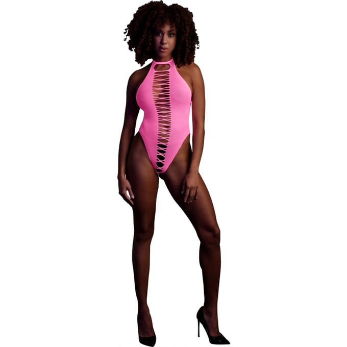 Glow in the Dark Hoog uitgesneden Body - Roze