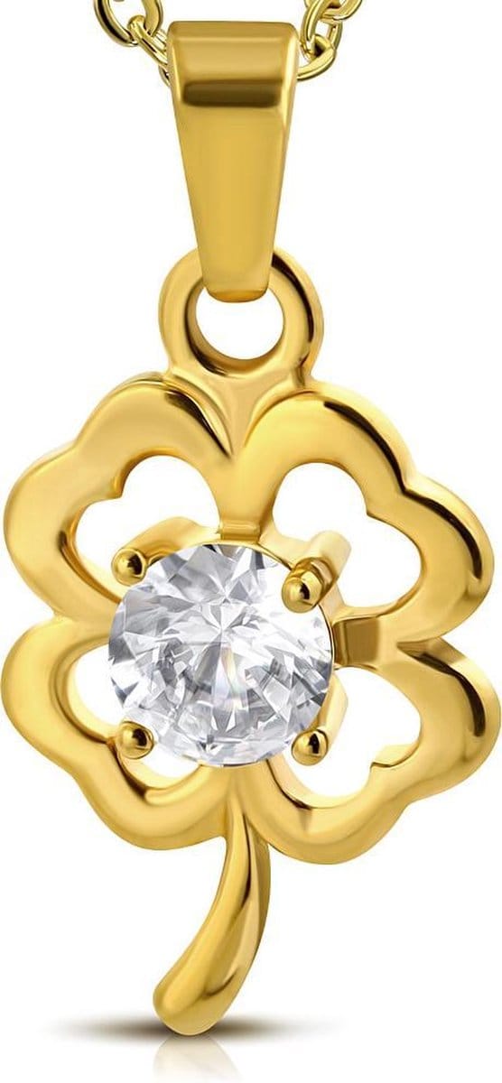 Montebello Ketting Ava - 316L Staal - Klaver - 22x14mm - 45cm