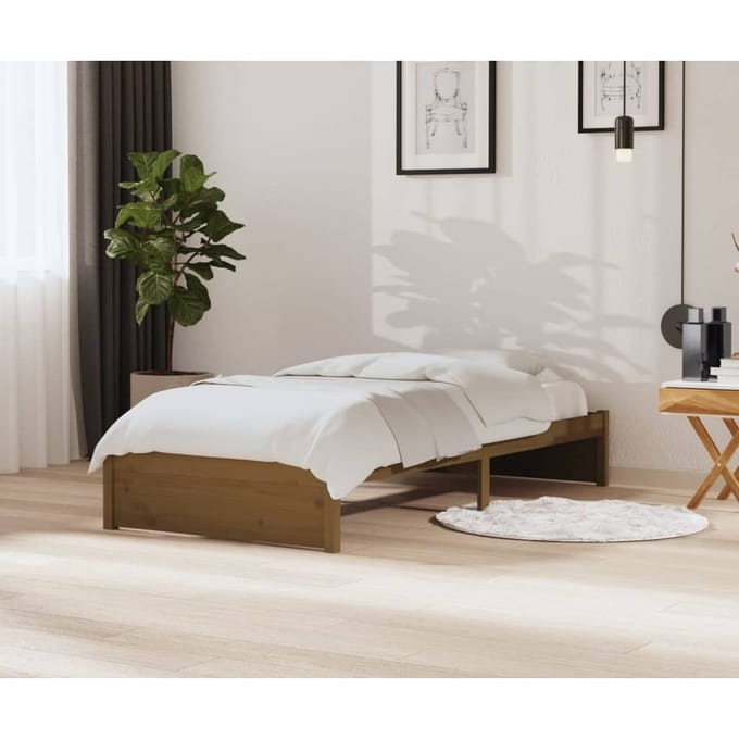 vidaXL - Bedframe - massief - hout - honingbruin - 90x200 - cm