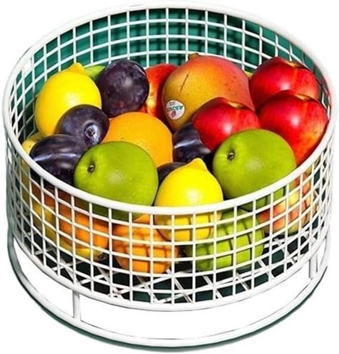 Fruitmand Metaaldraad - Opengewerkte mand - Keukenopslag - Multifunctioneel ontwerp - One Size - Wit